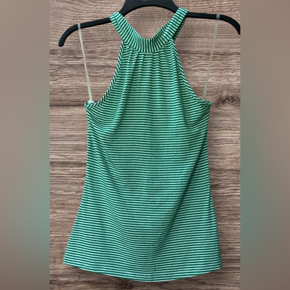 NWT Molli & Mia Summery Green White Stripe Tie Neck Halter Top Size M - Picture 2 of 11